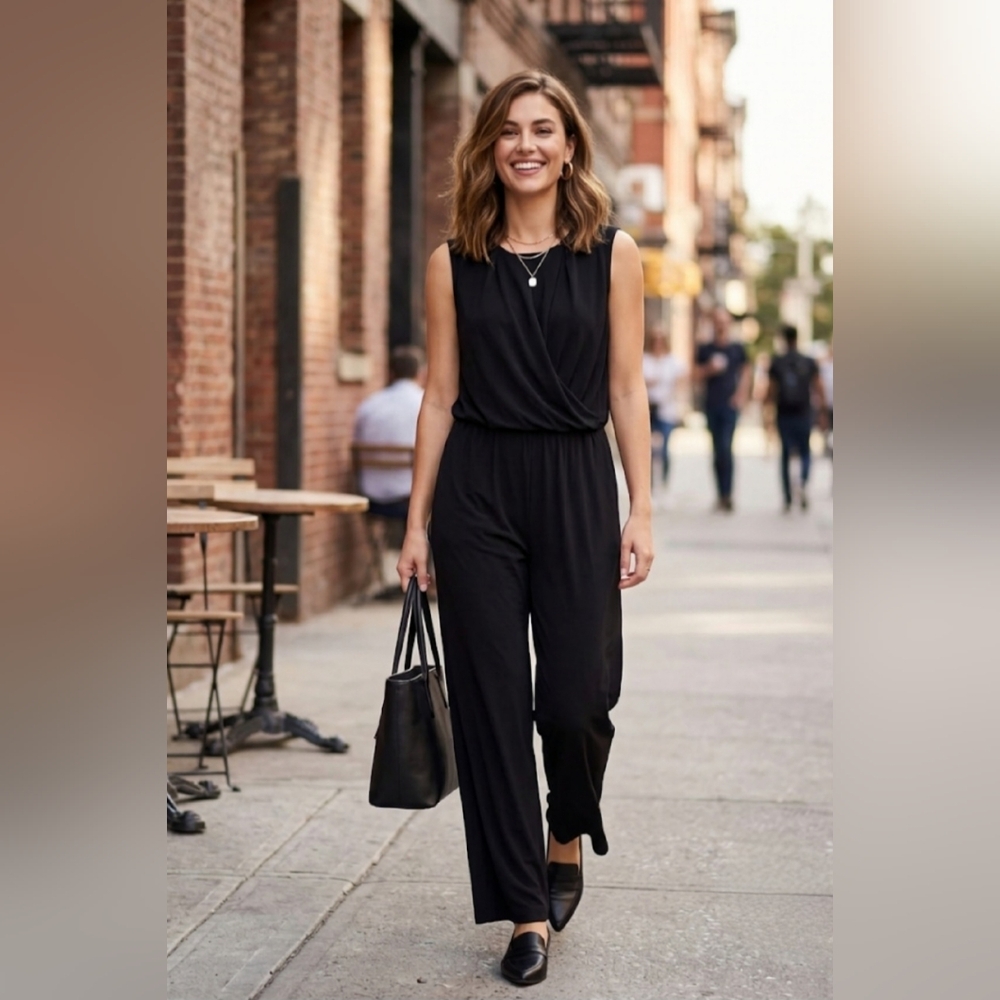 Ricki's Black Sleeveless Maxi Jumpsuit with Gathered Waist size: XL